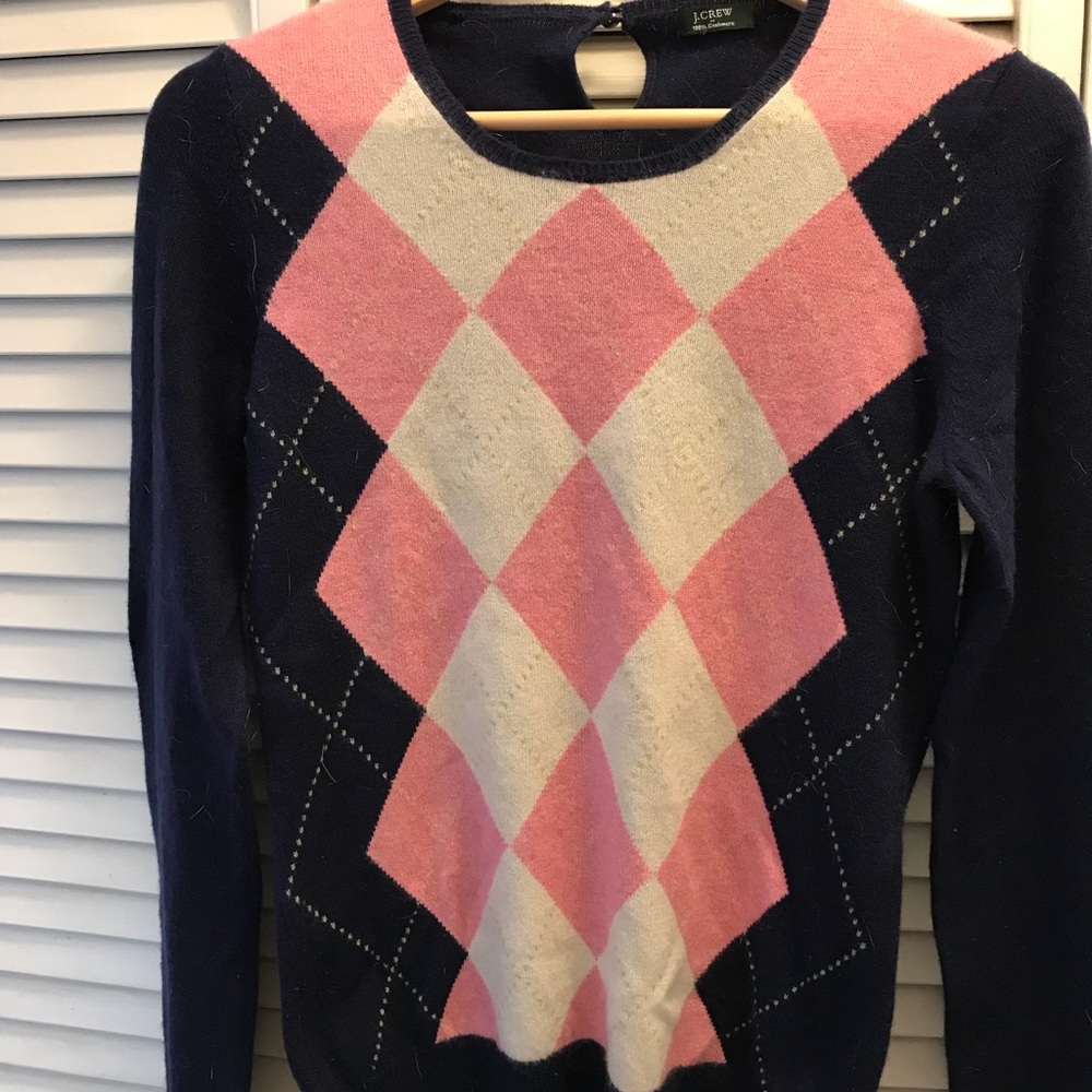 J crew 100% Cashmere argyle sweater
